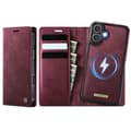iPhone 17 Case Leather Case with MagSafe and RFID Blocking, Detachable Wallet Röd