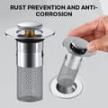 Miniatyrbillede 3 af 4: Gulvafløbsfilter i rustfrit stål, Hårfanger til vaskprop i badeværelset, Afløbsfilter til vask (2 stk.)