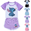 Miniatyrbild 3 av 5: Barn Lilo och Stitch T-shirt Shorts Nattkläder Set Casual Pojkar Flickor Sovkläder Black 13-14 Years