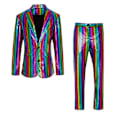 Pikkukuva 1 / 5: Miesten kiiltävä bleiserisetti paljeteilla juhliin häihin muodollinen slim bleiseri housut asu kaksiosainen puku Multicolour M