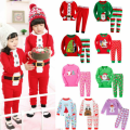 Miniatyrbild 4 av 4: Jul Barn Pojke Flicka Pyjamas Outfit Nattkläder Långärmad Nattkläder Set Blue Santa Claus 130cm