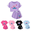 Miniatyrbild 2 av 3: Barn Tecknad Stitch Tryckta Kläder Set T-shirt Shorts Pyjamas Sovkläder Loungekläder Sommar Casual Träningsdräkt Black 110cm