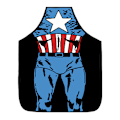 Miniatyrbillede 1 af 2: Forklæde med tryk, lommer, hagesmæksforklæder, køkken, madlavning, kok, bagning Captain America 54x72cm