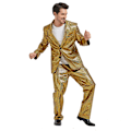 Miniatyrbild 4 av 6: Herrar Blank Kostym Set Sekvens Fest Bröllop Formell Slank Blazer Byxor Outfit Tvådelad Kostym Gold S
