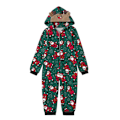 Miniatyrbild 2 av 5: Julmatchande Familjepjys Set med Santa-Tryckta Jumpsuits, Sömnkläder, Semester-Pjs för Vuxen/Barn/Baby Kids-Green 110cm