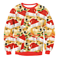 Pikkukuva 1 / 2: Joulu 3D-printti ruma pitkähihainen collegepaita T-paita Pusero Jouluinen toppi Shiba Inu Printed M