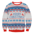 Miniatyrbild 1 av 2: Jul 3D-utskrift ful långärmad tröja T-shirt pullover jul topp MERRY CHRISTMAS XL