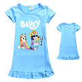 Miniatyrbild 2 av 5: Barnflickor Bingo Cartoon Print Pyjamas Nattlinne Klänning Nattkläder Sovkläder Casual Light Blue 5-6 Years