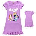 Miniatyrbild 2 av 5: Barnflickor Bingo Cartoon Print Pyjamas Nattlinne Klänning Nattkläder Sovkläder Casual Purple 7-8 Years
