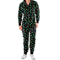 Miniatyrbild 1 av 3: Män's Byxor Dragkedja Huva Långärmad Dam Jul Tryckt Jumpsuit Pyjamas Rollbacks A L