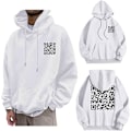 Miniatyrbild 1 av 8: Rolig Fu QR-kod Hoodie, Skämt Rolig Hoodie Unisex, Vinter Tjock Tröja White 2XL