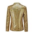 Miniatyrbild 3 av 6: Herrar Blank Kostym Set Sekvens Fest Bröllop Formell Slank Blazer Byxor Outfit Tvådelad Kostym Gold L