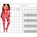 Miniatyrbild 6 av 6: Dam Jumpsuit med Långärmad Knappar, Jultema, Elgtryck, Casual, En-Delad Pyjamas, Raka Ben, Långa Byxor, Hemkläder, Sovkläder Xmas Tree L