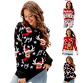 Miniatyrbild 4 av 5: Tröjor för kvinnor, Lättvikts Långärmad Jul Rundhalsad Pullover Toppar C M