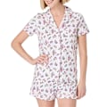 Miniatyrbild 1 av 3: Pyjamas Set för Kvinnor, 2-delad Knapp-Ner Apor Strandshorts Set Y2k Loungewear Pjs för Jul Thanksgiving Presenter Milky white 2XL