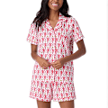 Miniatyrbild 1 av 3: Pyjamas Set för Kvinnor, 2-delad Knapp-Ner Apor Strandshorts Set Y2k Loungewear Pjs för Jul Thanksgiving Presenter Red-A XL