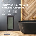 Miniatyrbillede 3 af 7: Håndklædeholder, fritstående håndklædestativ, badehåndklædeholder, badeværelseshåndklædestang, med 2 håndklædestænger, metal, sort