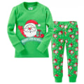 Miniatyrbild 1 av 4: Jul Barn Pojke Flicka Pyjamas Outfit Nattkläder Långärmad Nattkläder Set Green Santa Claus 95cm