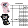 Pikkukuva 3 / 3: Lasten Tyttöjen Taylors Swiftie Verryttelypuku Lyhythihainen T-paita Shortsit Loungewear Black 150cm