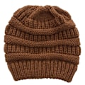 Miniatyrbillede 2 af 5: Vinter Kvinder Messy Bun Hestehale Strikket Hue Strækbar Beanie Hat caramel colour