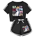 Pikkukuva 1 / 3: Lasten Tyttöjen Taylors Swiftie Verryttelypuku Lyhythihainen T-paita Shortsit Loungewear Black 150cm