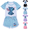 Miniatyrbild 4 av 5: Barn Lilo och Stitch T-shirt Shorts Nattkläder Set Casual Pojkar Flickor Sovkläder Black 13-14 Years