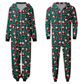 Miniatyrbild 3 av 4: Julmatchande Familjepjys Set med Santa-Tryckta Jumpsuits, Sömnkläder, Semester-Pjs för Vuxen/Barn/Baby Men-Green XL
