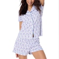 Miniatyrbild 1 av 3: Pyjamas Set för Kvinnor, 2-delad Knapp-Ner Apor Strandshorts Set Y2k Loungewear Pjs för Jul Thanksgiving Presenter Purple L