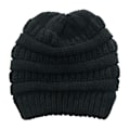 Miniatyrbillede 5 af 5: Vinter Kvinder Messy Bun Hestehale Strikket Hue Strækbar Beanie Hat black