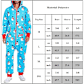 Miniatyrbild 3 av 3: Män's Byxor Dragkedja Huva Långärmad Dam Jul Tryckt Jumpsuit Pyjamas Rollbacks E M