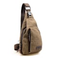 Miniatyrbillede 1 af 2: Herre Militær Canvas Sling Brysttasker Cross Body Skuldertasker Casual Rygsæk Brown