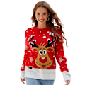 Miniatyrbild 1 av 5: Tröjor för kvinnor, Lättvikts Långärmad Jul Rundhalsad Pullover Toppar C L