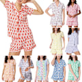 Miniatyrbild 2 av 3: Pyjamas Set för Kvinnor, 2-delad Knapp-Ner Apor Strandshorts Set Y2k Loungewear Pjs för Jul Thanksgiving Presenter Orange XS