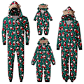 Miniatyrbild 1 av 5: Julmatchande Familjepjys Set med Santa-Tryckta Jumpsuits, Sömnkläder, Semester-Pjs för Vuxen/Barn/Baby Kids-Green 90cm