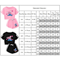 Miniatyrbild 3 av 3: Barn Tecknad Stitch Tryckta Kläder Set T-shirt Shorts Pyjamas Sovkläder Loungekläder Sommar Casual Träningsdräkt Rose Red 110cm