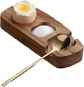 Äggbricka Akaciaträ Äggkoppshållare Äggskalskopp Äggställ för kokta ägg Frukostservering (med sked)