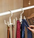 Klädhängare i plast, garderobsförvaring | 360° roterande multifunktionell krok för kläder, väskor, halsdukar & jackor (Set om 4, Vit)