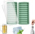 Miniatyrbild 1 av 7: Gröna Silikonformar för Isbitar med Lock (2-pack) - Lång Smal Form för Sportflaskor, Lätt att Ta Ur & Läcksäker 2-Pack