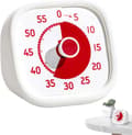 1 Timer - 60 Minuters Timer med Visuell Nedräkning - Tyst Klocka - Tidshanterare - Perfekt för Barn, Studenter, Familjer och Mer - 10 x 9,5 x 5 cm - Vit