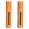 2 st 10 ml bambu roll-on-flaskor Tomma påfyllningsbara eteriska oljor roll-on-flaska Kosmetisk förvaringsbehållare med rullkula i rostfritt stål
