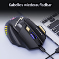 Miniatyrbild 8 av 8: Programmerbar trådlös gamingmus, DUBBEL LÄGE TRÅDLÖS MUS, Tyst klickdesign för offentlig användning utan störning, Uppladdningsbar, 70 timmar för