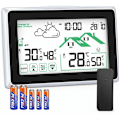 Miniatyrbild 1 av 5: Trådlös väderstation, högprecisionssensor inomhus utomhus termometer hygrometer för väderprognoser i realtid, batteridriven pekskärm