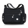 Miniatyrbilde 2 av 2: Kvinne Messenger Bag Stor Kapasitet Multi Lomme Vanntett Moteriktig Skulder Bag for Reiser Shopping Svart Fri Størrelse