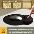Miniatyrbild 3 av 6: Ergonomiskt tangentbord & musmatta set, slät mikrofiberyta säkerställer exakt spårning, handledsstöd i memory foam för smärtlindring och neutral position,