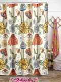 180*200cm Retro 70s Shower Curtain Psychedelic Floral Pattern