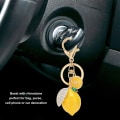 Miniatyrbild 7 av 8: Liten citron nyckelring stark metall liten citron med strass utsökta färger citron nyckelring för nycklar väska plånbok gul