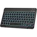 Miniatyrbild 1 av 8: Kompakt Bakgrundsbelyst Bluetooth-tangentbord, Korskompatibelt Ultra Slim Portabelt Trådlöst Tangentbord för iOS, Android, Windows-enheter, 7-Färgs LED-Bakgrundsbelysning