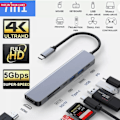 Miniatyrbild 1 av 5: Plug-and-Play 8-i-1 Typ C-adapter, Aluminiumlegeringsskal för MacBook Pro Air iPad Pro Laptops, Har SD TF-kortläsare för Enkel Dataåtkomst