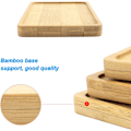 Miniatyrbild 3 av 7: Rektangulär Bambu Växtbricka, Utsökt Hantverk för Din Inomhus Trädgård, 6 st Naturliga Bambufat med Upphöjd Kant för Dränering, Perfekt för Små