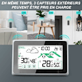 Miniatyrbild 3 av 5: Trådlös väderstation, högprecisionssensor inomhus utomhus termometer hygrometer för väderprognoser i realtid, batteridriven pekskärm